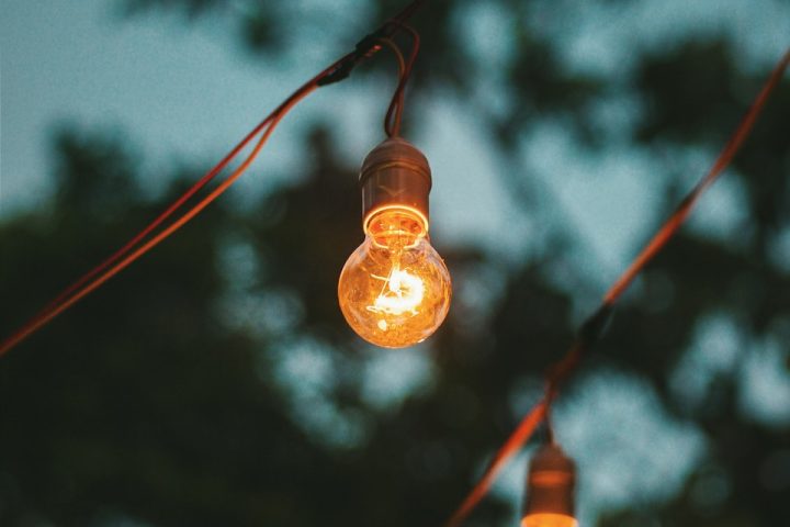 low angle photo of lighted lamp