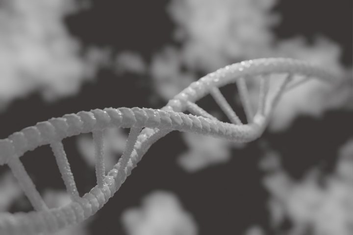 Microscopisch beeld van een DNA-streng die chromosoomstructuur symboliseert