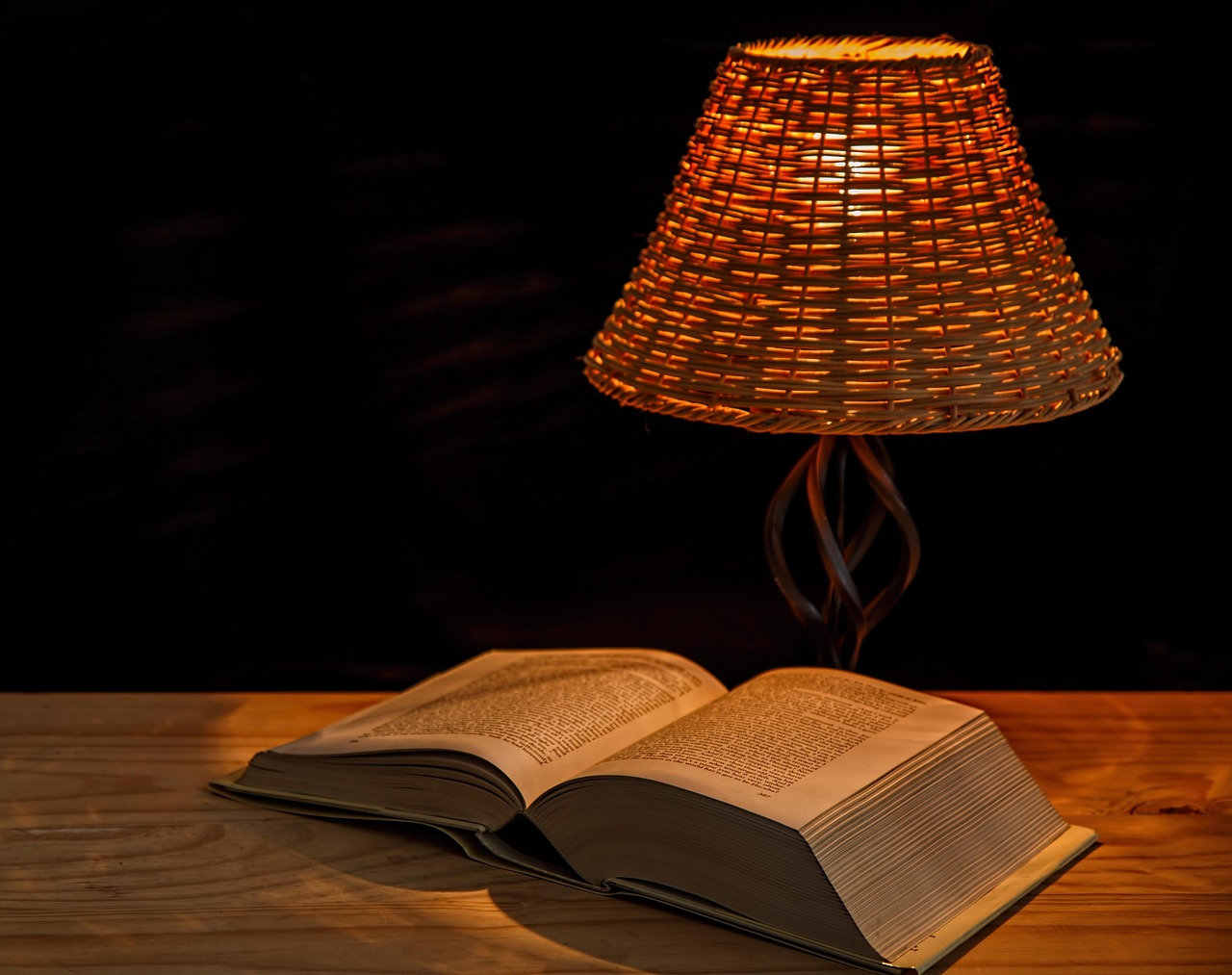 Iemand leest een thriller bij nachtlampje in bed